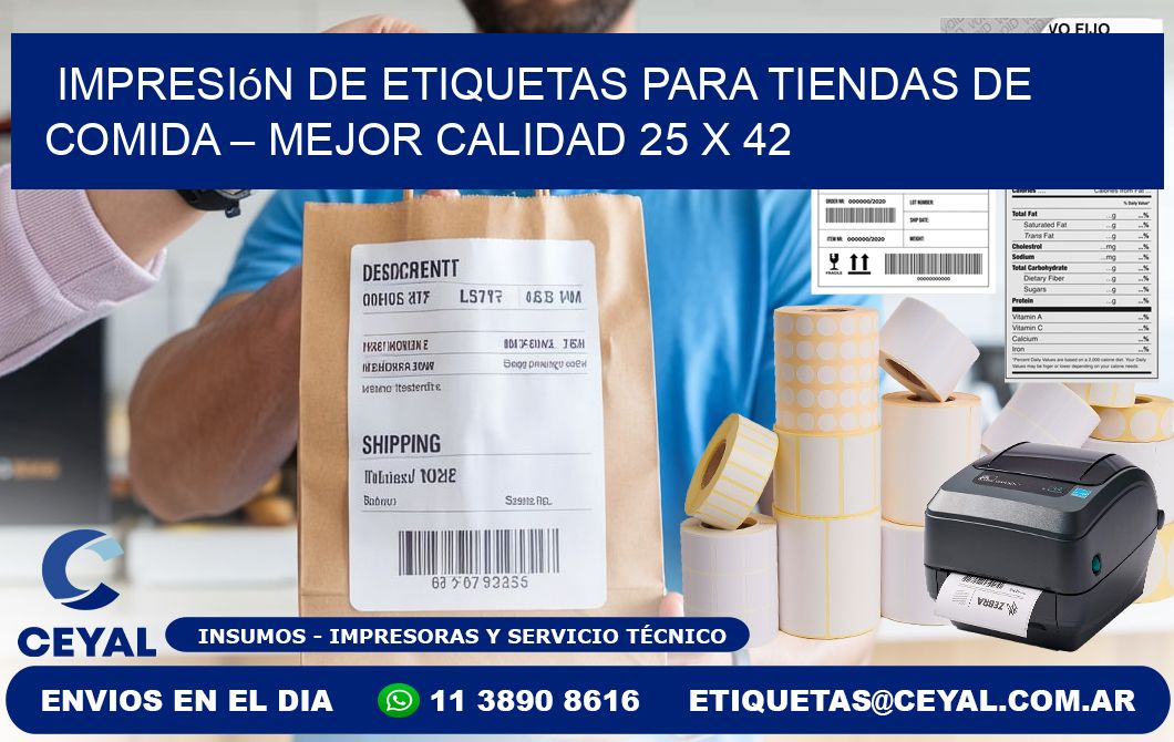 Impresión de etiquetas para tiendas de comida – Mejor calidad 25 x 42