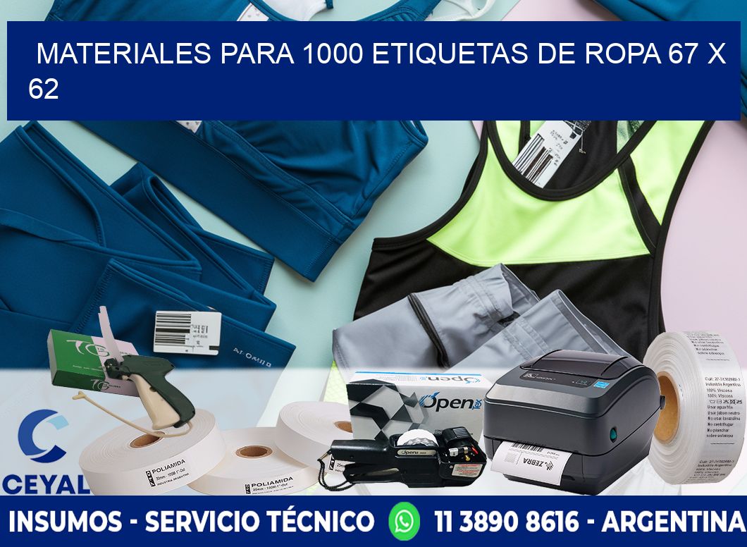 MATERIALES PARA 1000 ETIQUETAS DE ROPA 67 x 62