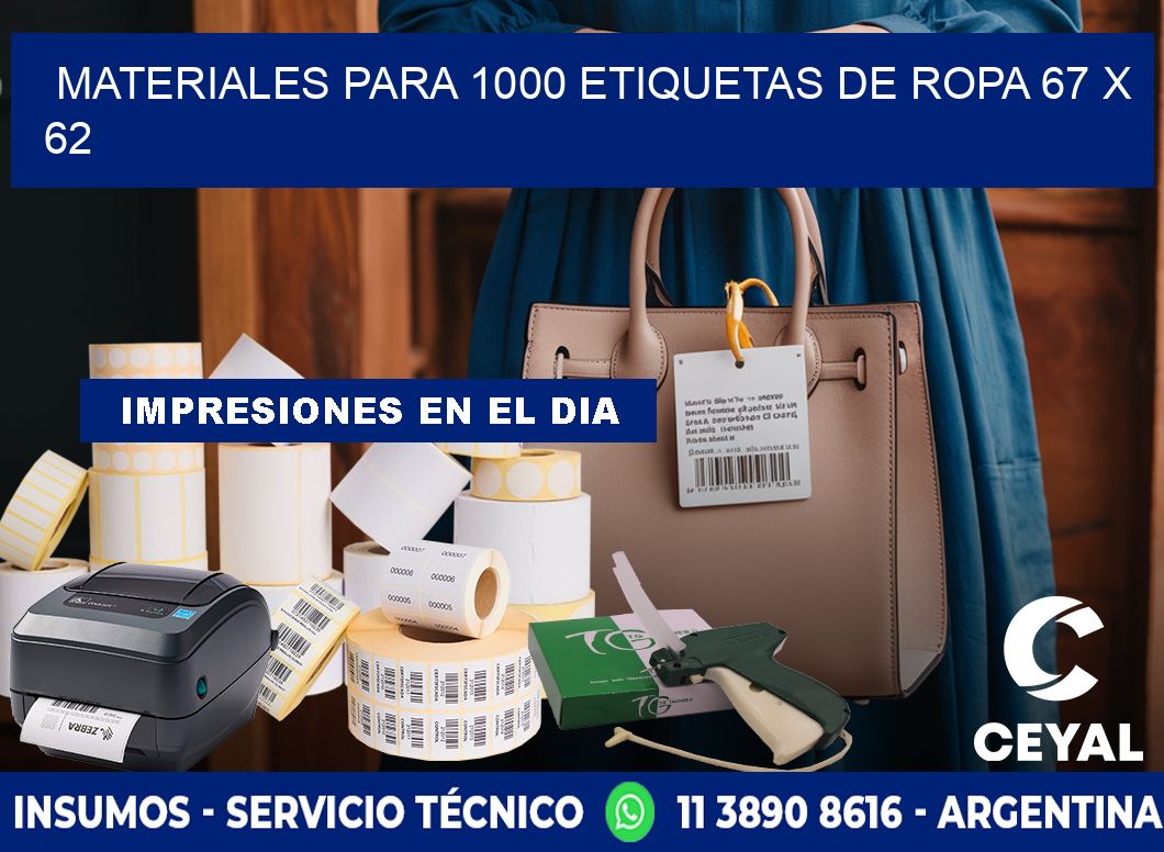 MATERIALES PARA 1000 ETIQUETAS DE ROPA 67 x 62