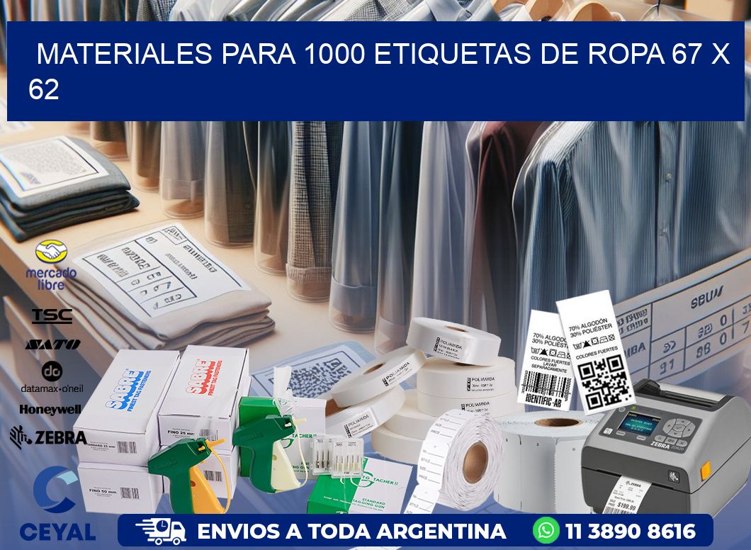 MATERIALES PARA 1000 ETIQUETAS DE ROPA 67 x 62