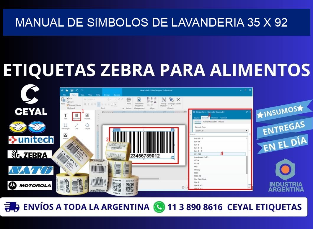 Manual de Símbolos de Lavanderia 35 x 92