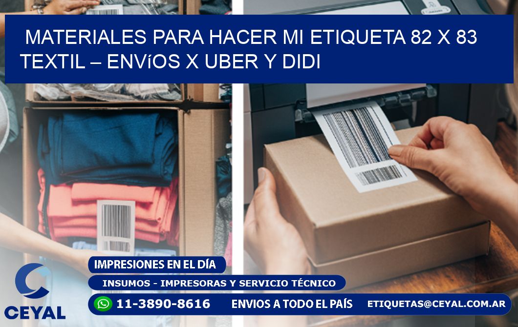 Materiales para hacer mi Etiqueta 82 x 83 textil – Envíos x Uber y DiDi