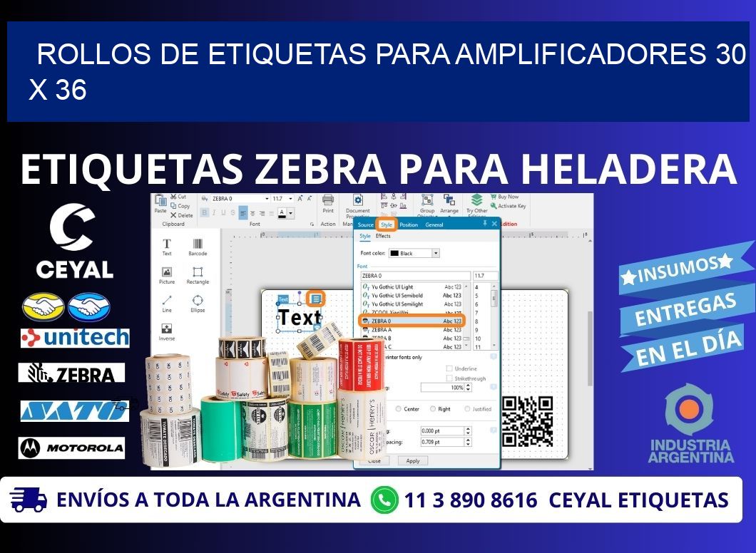 ROLLOS DE ETIQUETAS PARA AMPLIFICADORES 30 x 36