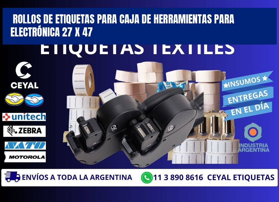 ROLLOS DE ETIQUETAS PARA CAJA DE HERRAMIENTAS PARA ELECTRÓNICA 27 x 47