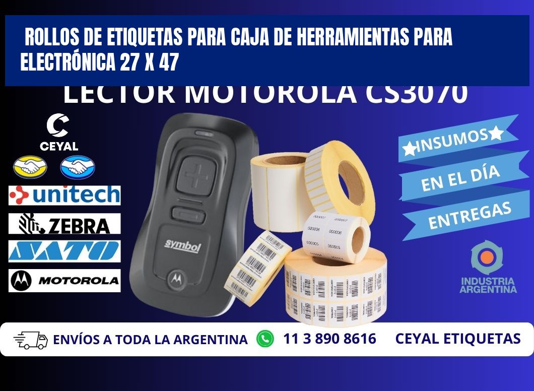 ROLLOS DE ETIQUETAS PARA CAJA DE HERRAMIENTAS PARA ELECTRÓNICA 27 x 47