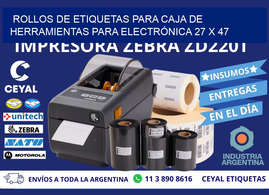 ROLLOS DE ETIQUETAS PARA CAJA DE HERRAMIENTAS PARA ELECTRÓNICA 27 x 47