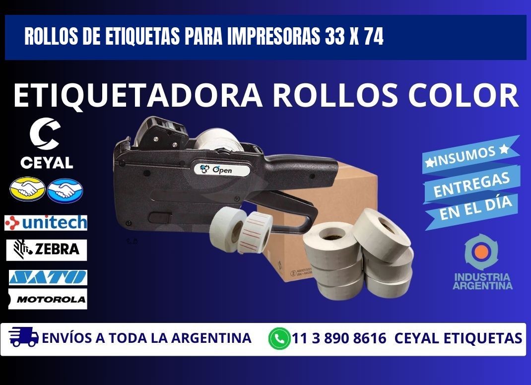 ROLLOS DE ETIQUETAS PARA IMPRESORAS 33 x 74