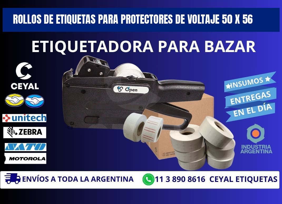 ROLLOS DE ETIQUETAS PARA PROTECTORES DE VOLTAJE 50 x 56