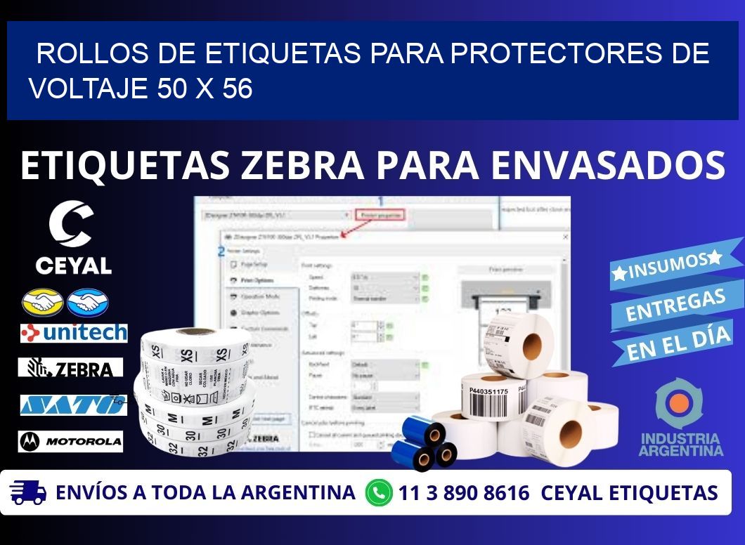 ROLLOS DE ETIQUETAS PARA PROTECTORES DE VOLTAJE 50 x 56