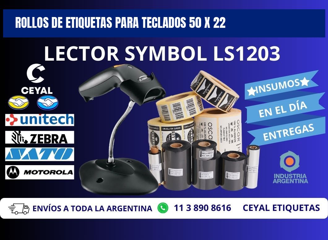 ROLLOS DE ETIQUETAS PARA TECLADOS 50 x 22