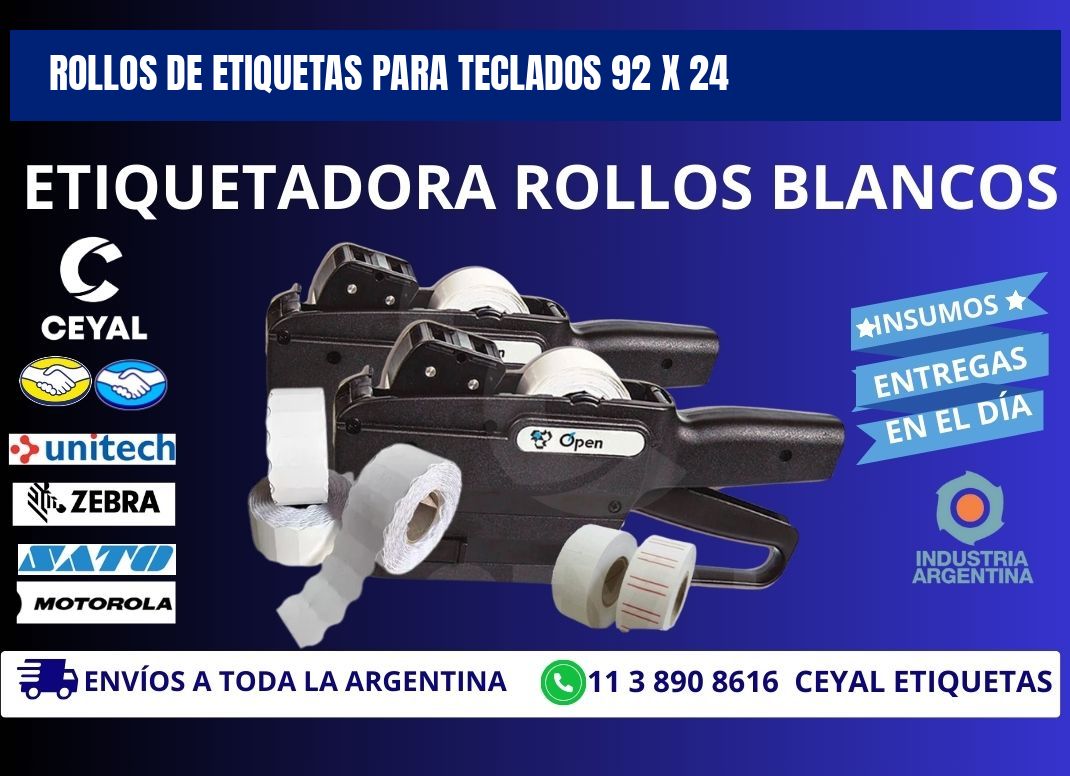 ROLLOS DE ETIQUETAS PARA TECLADOS 92 x 24