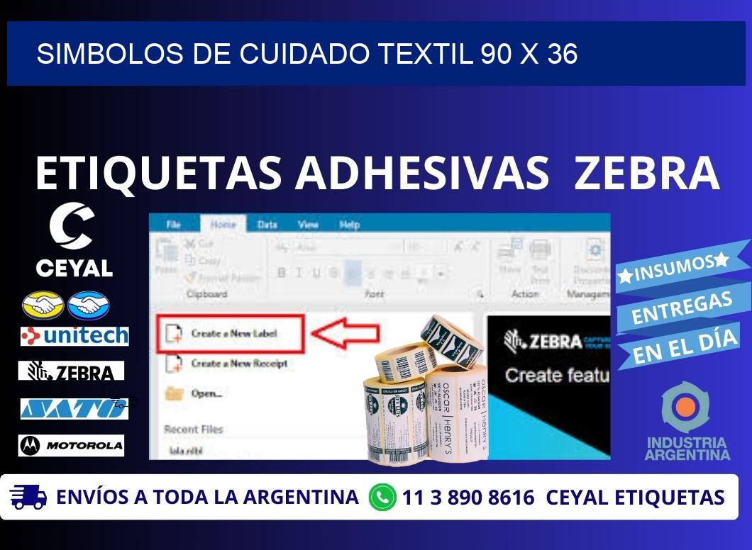 Simbolos de Cuidado Textil 90 x 36