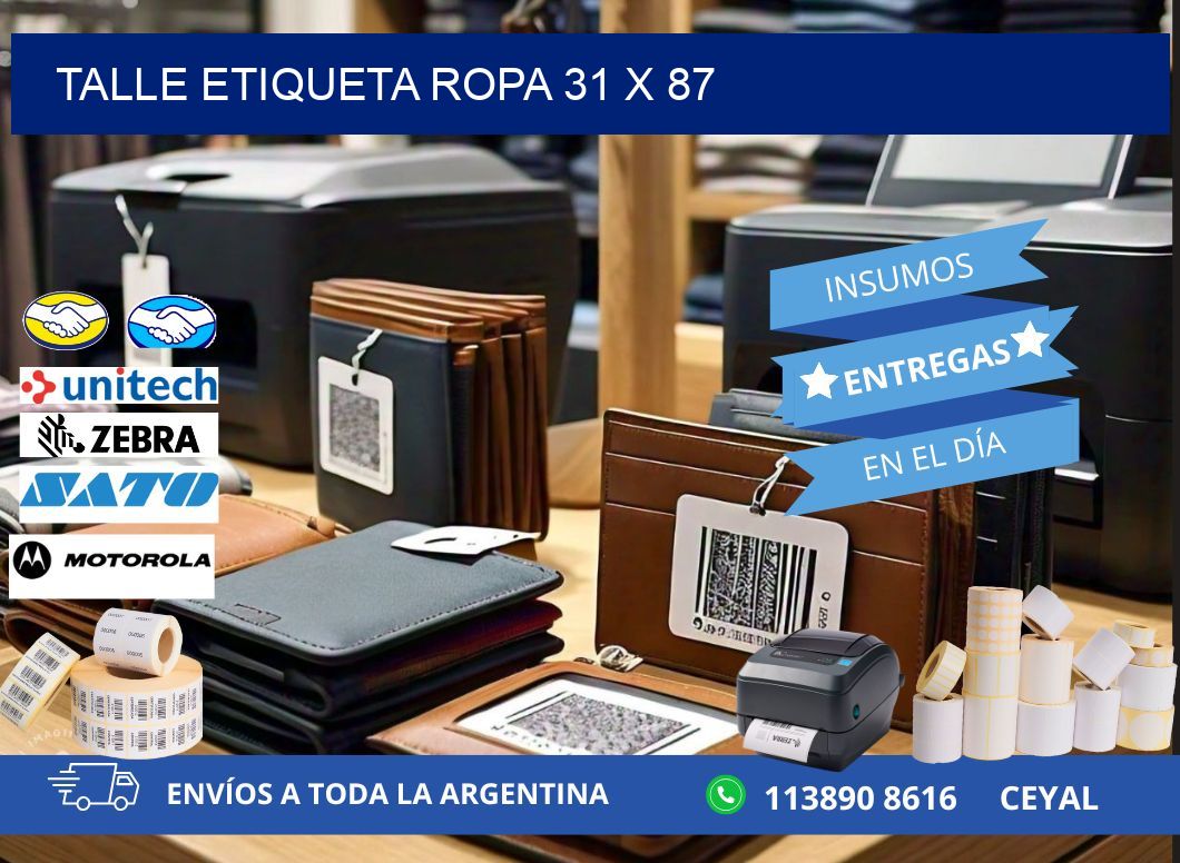 TALLE ETIQUETA ROPA 31 x 87