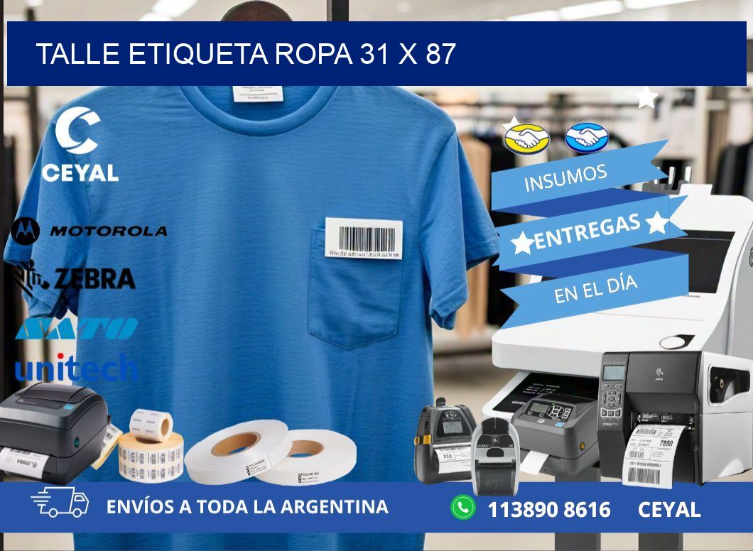 TALLE ETIQUETA ROPA 31 x 87