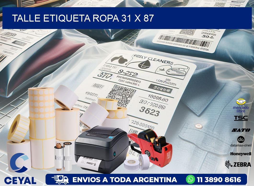 TALLE ETIQUETA ROPA 31 x 87