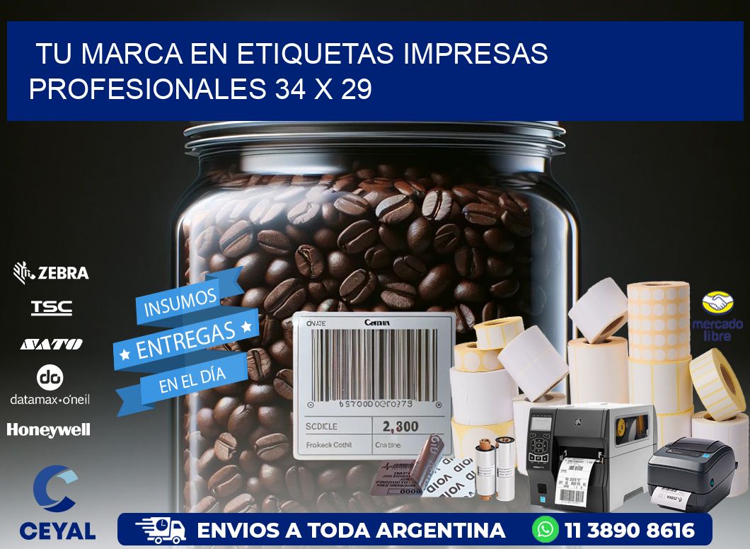 Tu Marca en Etiquetas Impresas Profesionales 34 x 29