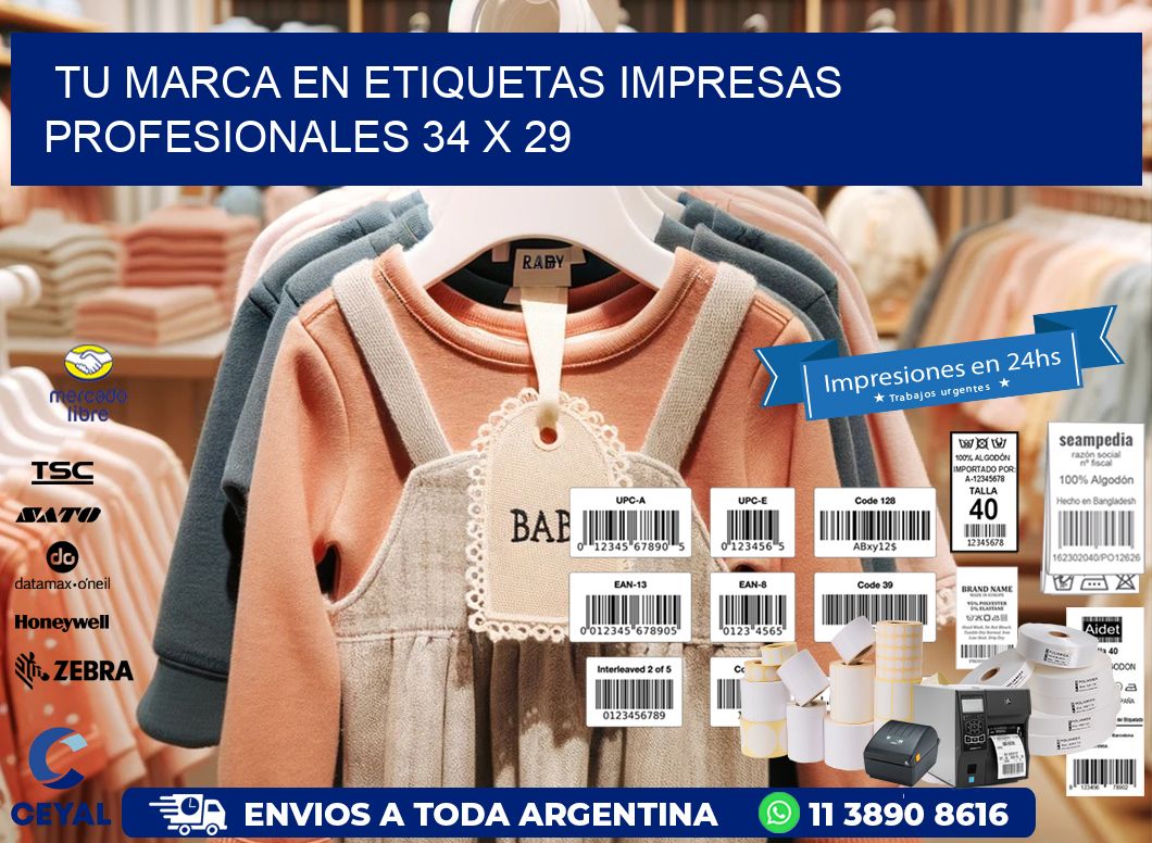 Tu Marca en Etiquetas Impresas Profesionales 34 x 29
