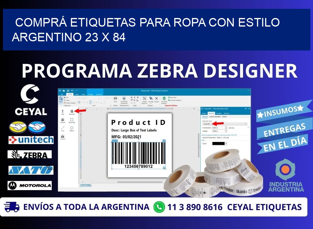 COMPRÁ ETIQUETAS PARA ROPA CON ESTILO ARGENTINO 23 x 84
