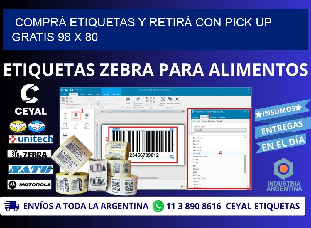 COMPRÁ ETIQUETAS Y RETIRÁ CON PICK UP GRATIS 98 x 80