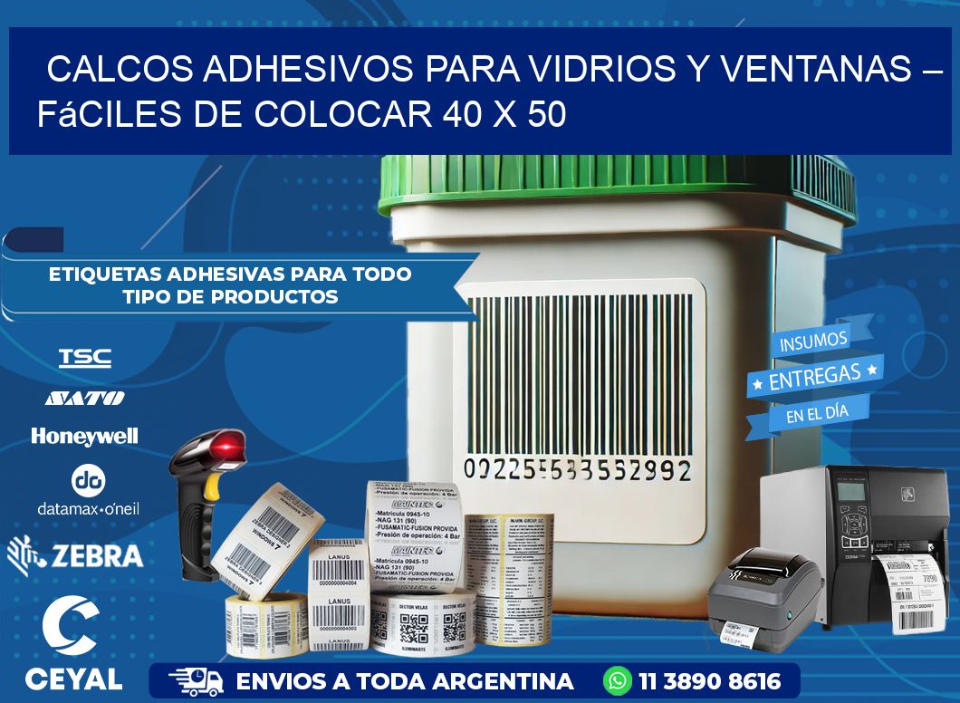 Calcos Adhesivos para Vidrios y Ventanas – Fáciles de Colocar 40 x 50