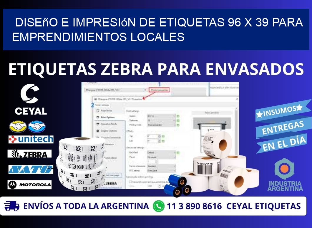 Diseño e Impresión de Etiquetas 96 x 39 para Emprendimientos Locales