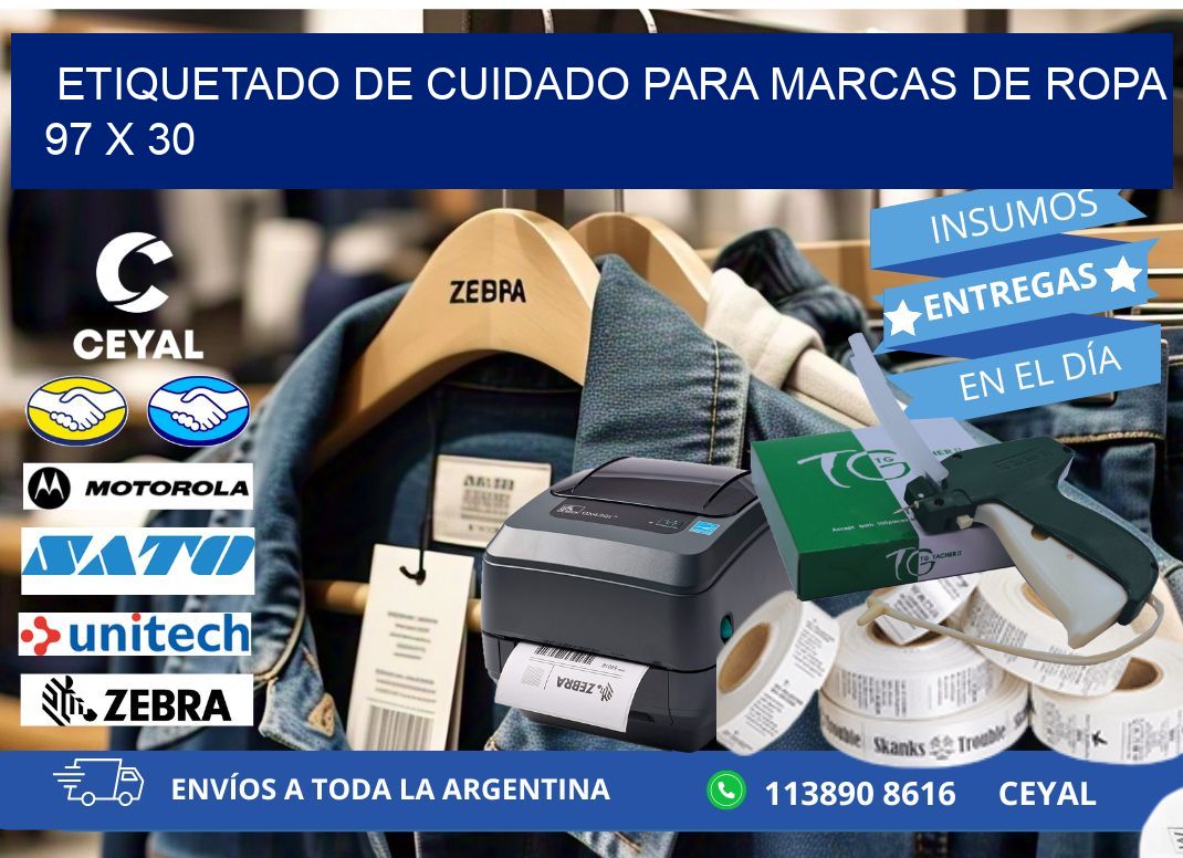 ETIQUETADO DE CUIDADO PARA MARCAS DE ROPA 97 x 30