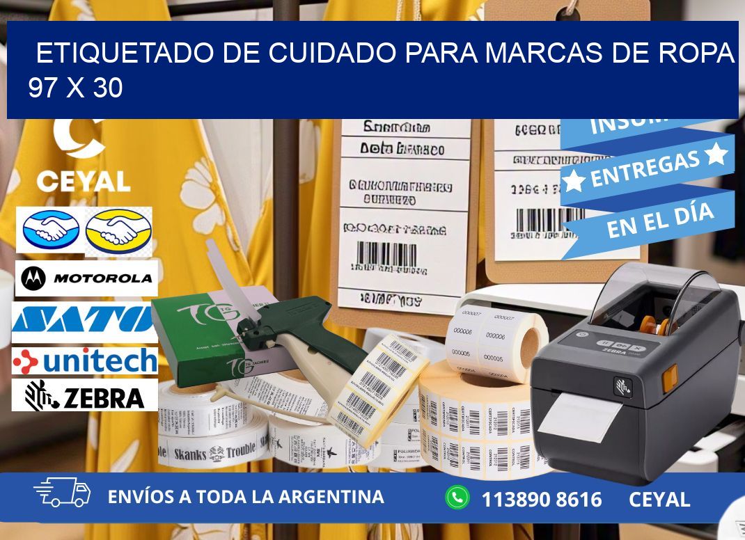 ETIQUETADO DE CUIDADO PARA MARCAS DE ROPA 97 x 30