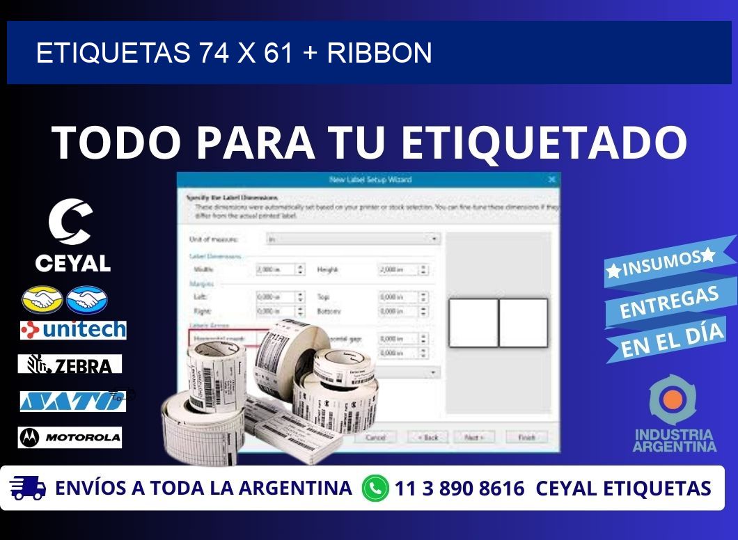 ETIQUETAS 74 x 61 + RIBBON