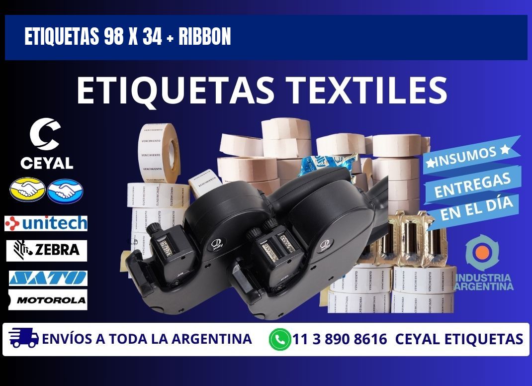 ETIQUETAS 98 x 34 + RIBBON