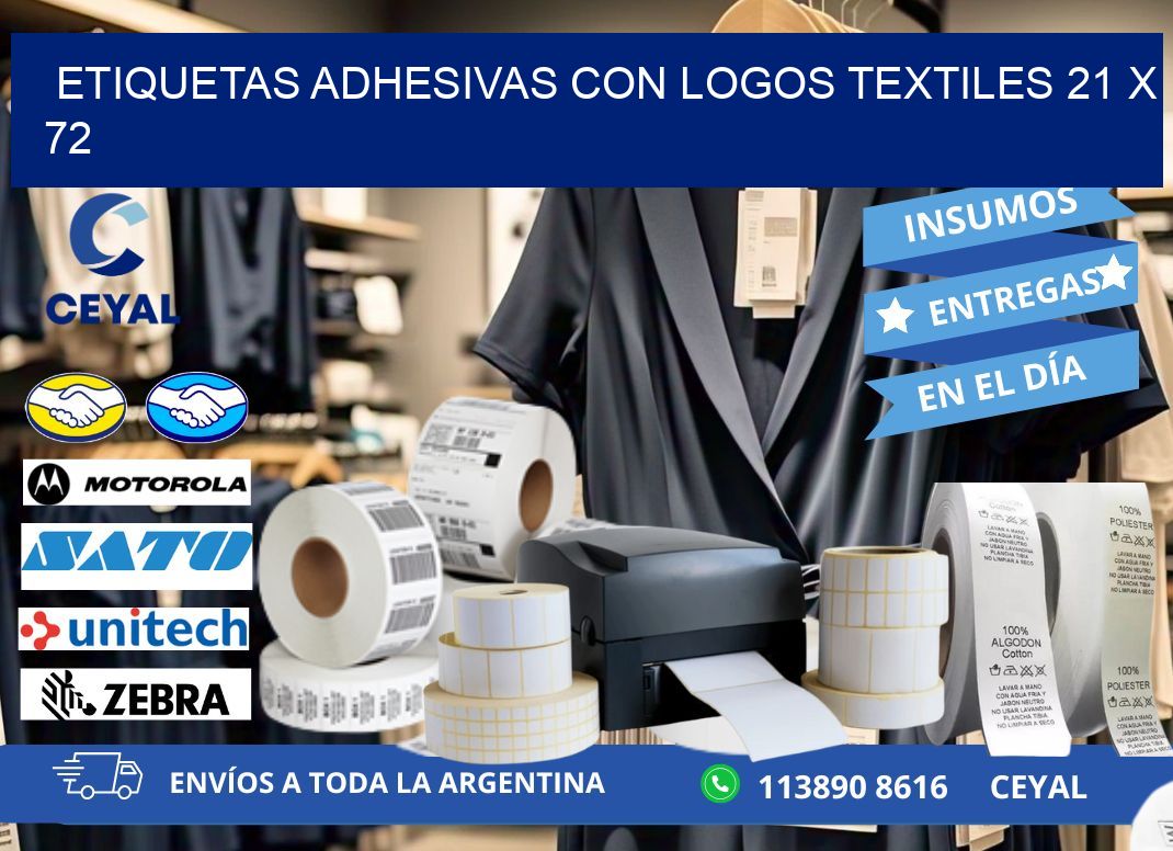 ETIQUETAS ADHESIVAS CON LOGOS TEXTILES 21 x 72