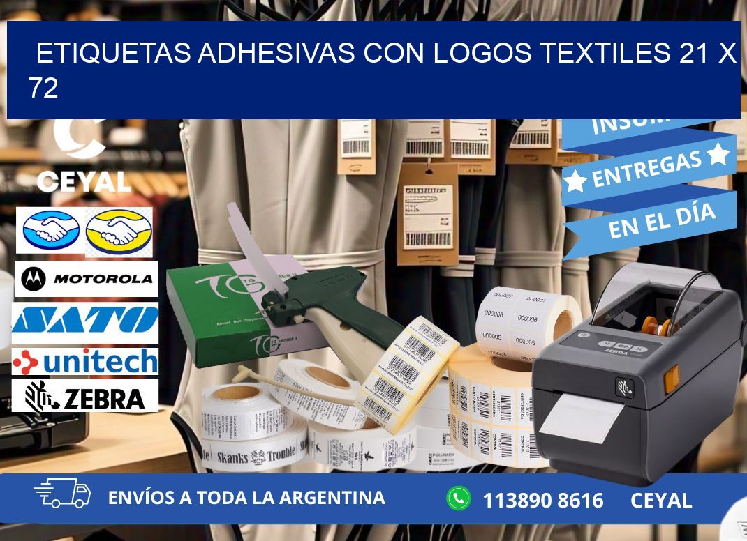 ETIQUETAS ADHESIVAS CON LOGOS TEXTILES 21 x 72
