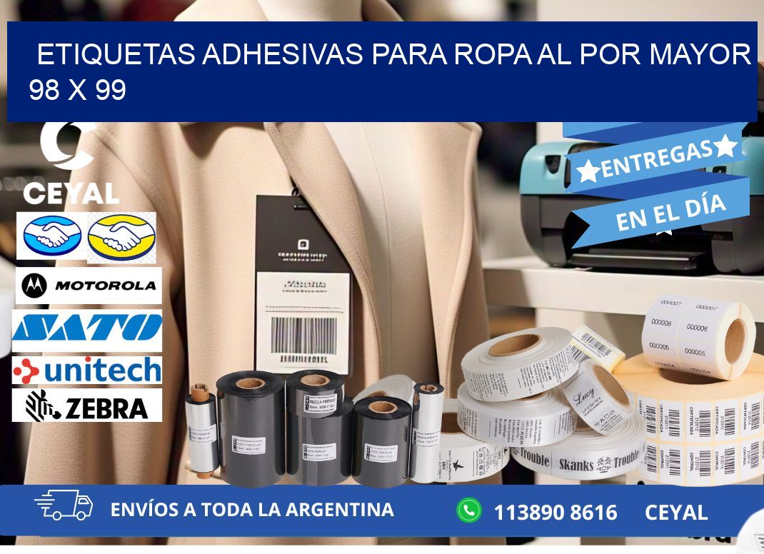 ETIQUETAS ADHESIVAS PARA ROPA AL POR MAYOR 98 x 99