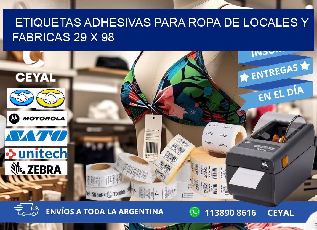 ETIQUETAS ADHESIVAS PARA ROPA DE LOCALES Y FABRICAS 29 x 98