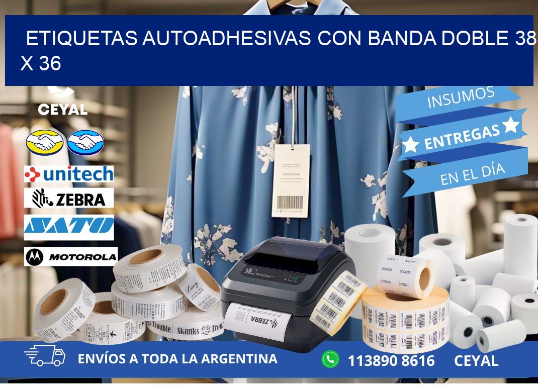 ETIQUETAS AUTOADHESIVAS CON BANDA DOBLE 38 x 36