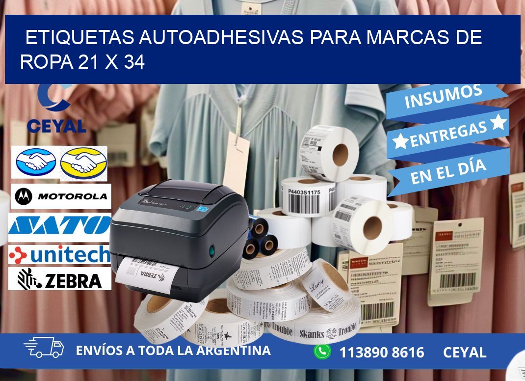 ETIQUETAS AUTOADHESIVAS PARA MARCAS DE ROPA 21 x 34