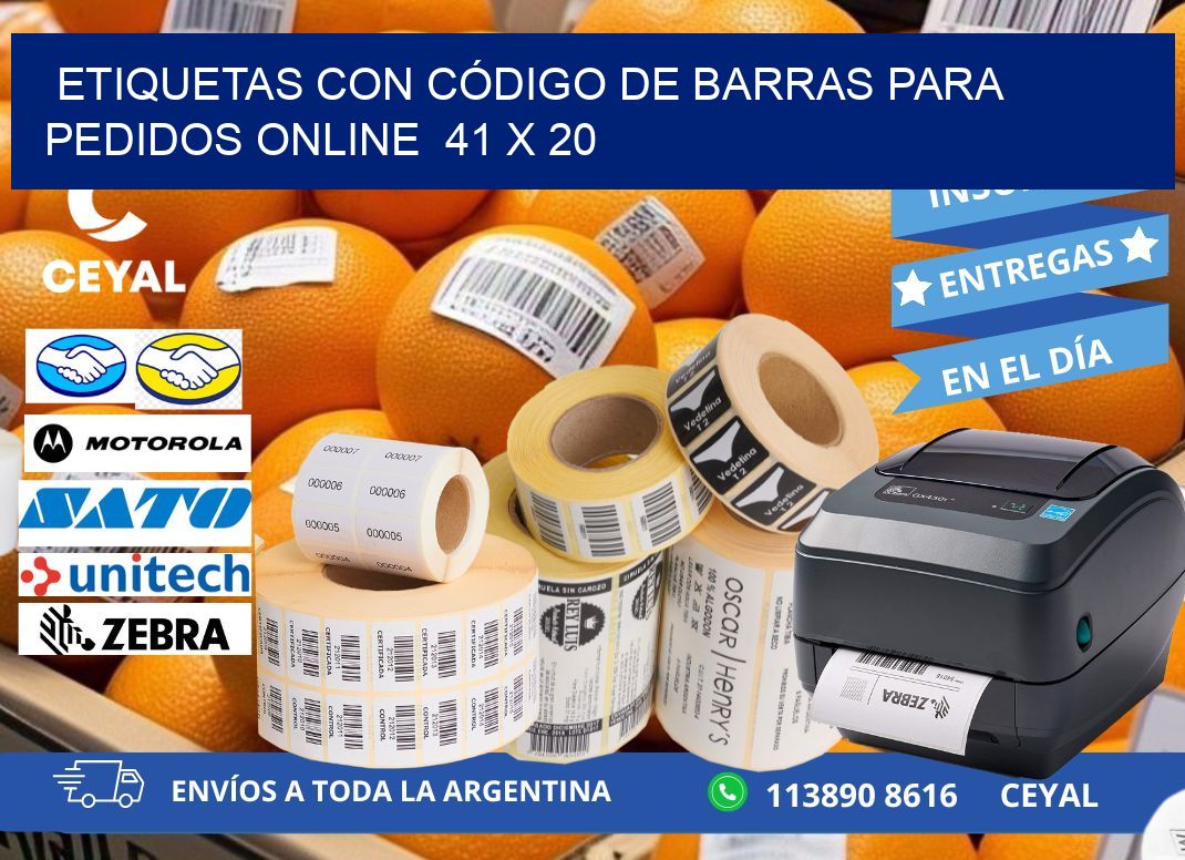 ETIQUETAS CON CÓDIGO DE BARRAS PARA PEDIDOS ONLINE  41 x 20