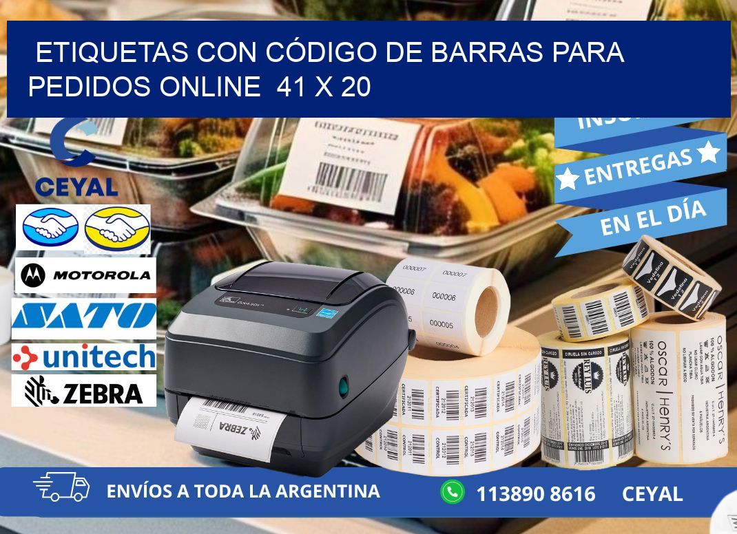 ETIQUETAS CON CÓDIGO DE BARRAS PARA PEDIDOS ONLINE  41 x 20