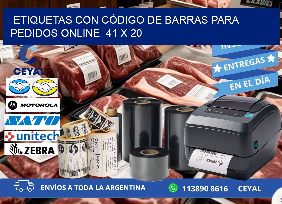 ETIQUETAS CON CÓDIGO DE BARRAS PARA PEDIDOS ONLINE  41 x 20