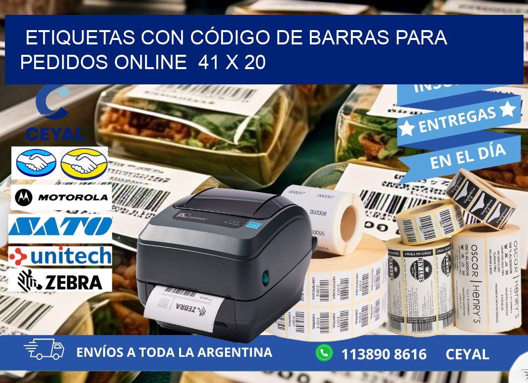 ETIQUETAS CON CÓDIGO DE BARRAS PARA PEDIDOS ONLINE  41 x 20