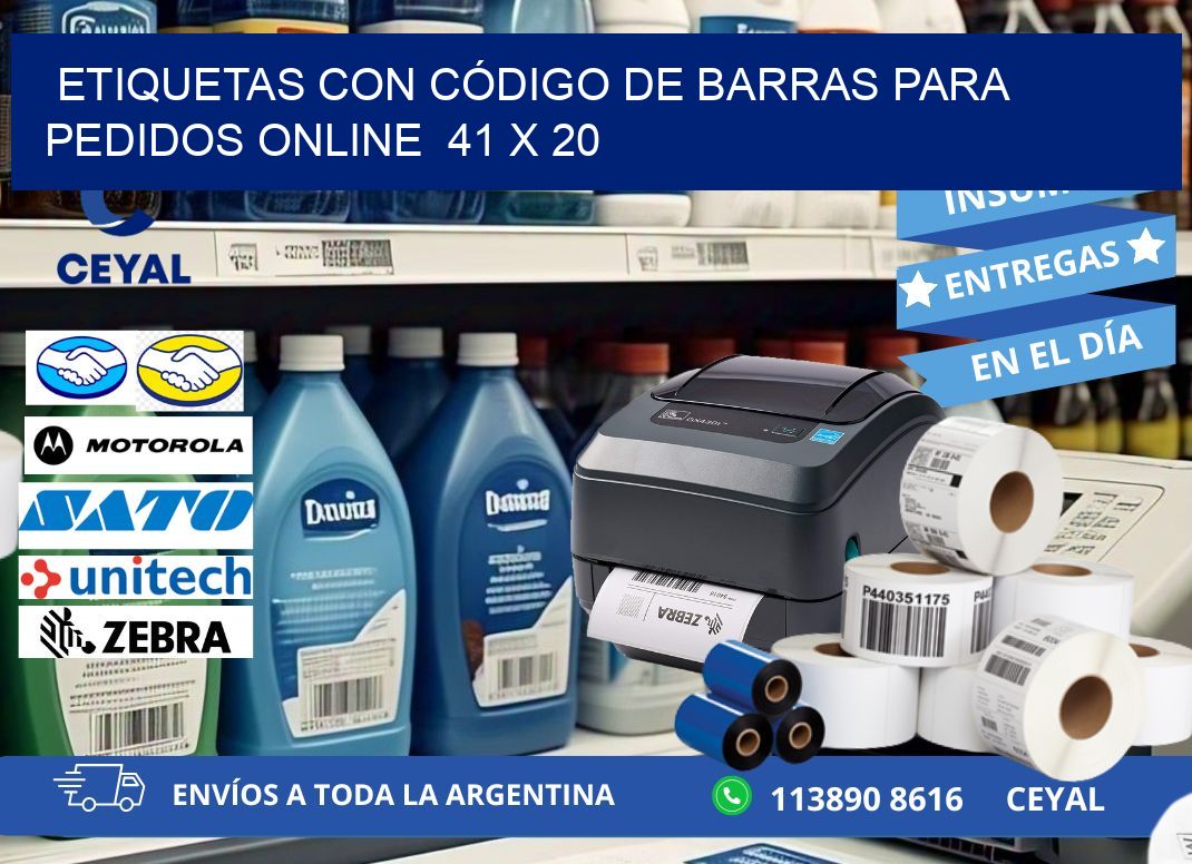 ETIQUETAS CON CÓDIGO DE BARRAS PARA PEDIDOS ONLINE  41 x 20