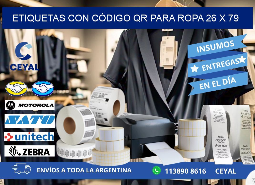 ETIQUETAS CON CÓDIGO QR PARA ROPA 26 x 79