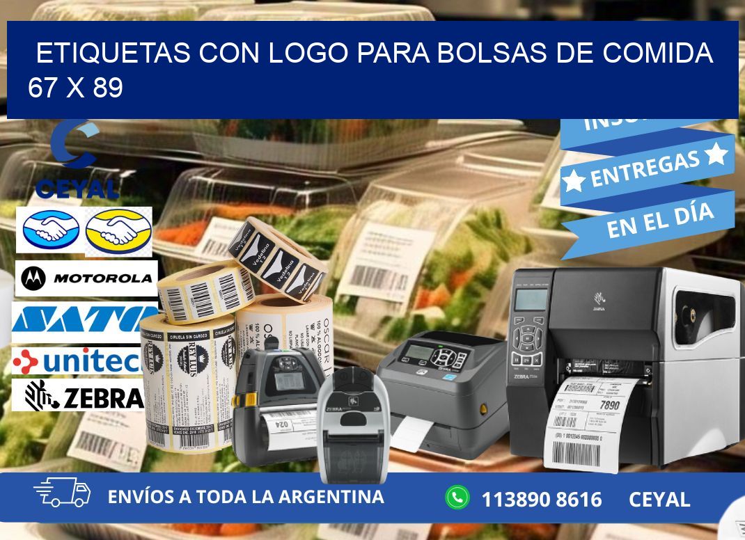 ETIQUETAS CON LOGO PARA BOLSAS DE COMIDA  67 x 89