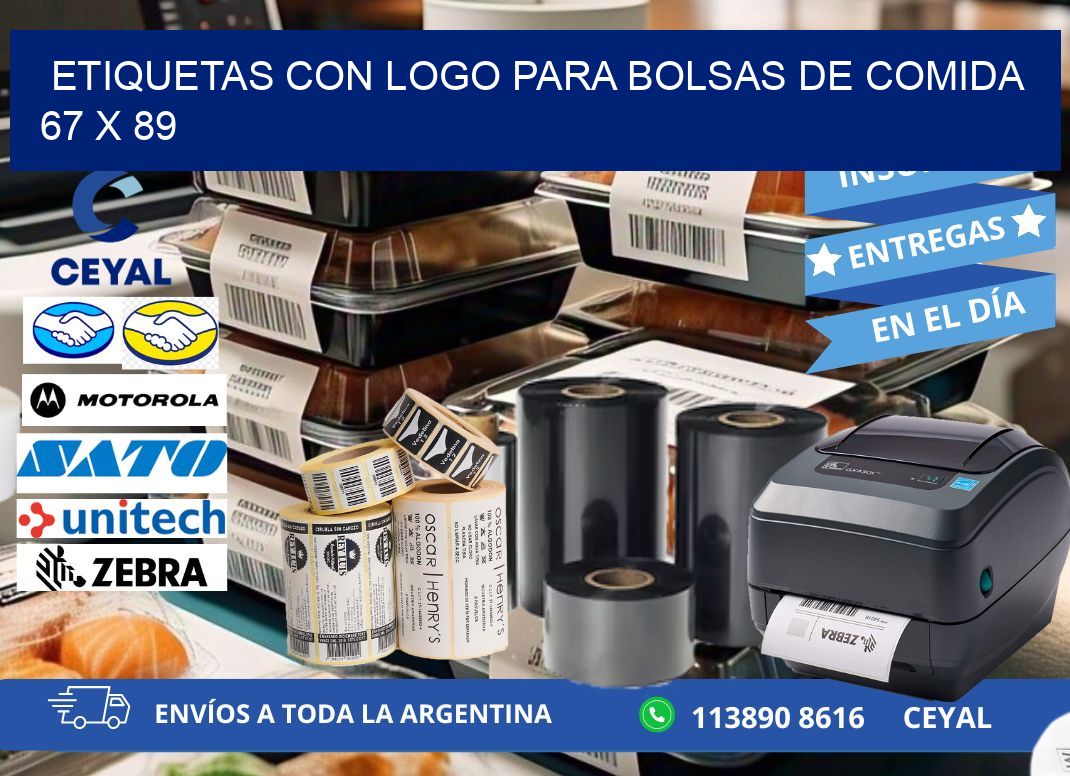 ETIQUETAS CON LOGO PARA BOLSAS DE COMIDA  67 x 89