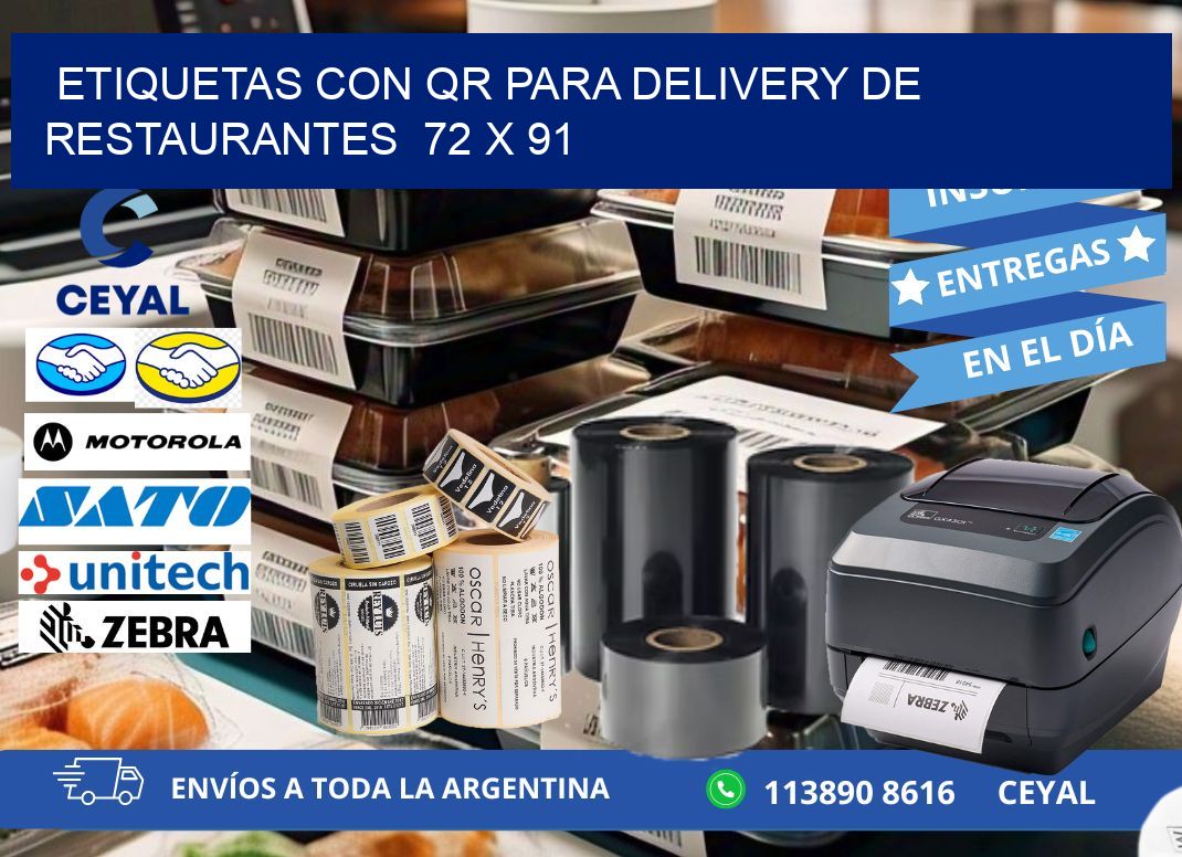 ETIQUETAS CON QR PARA DELIVERY DE RESTAURANTES  72 x 91