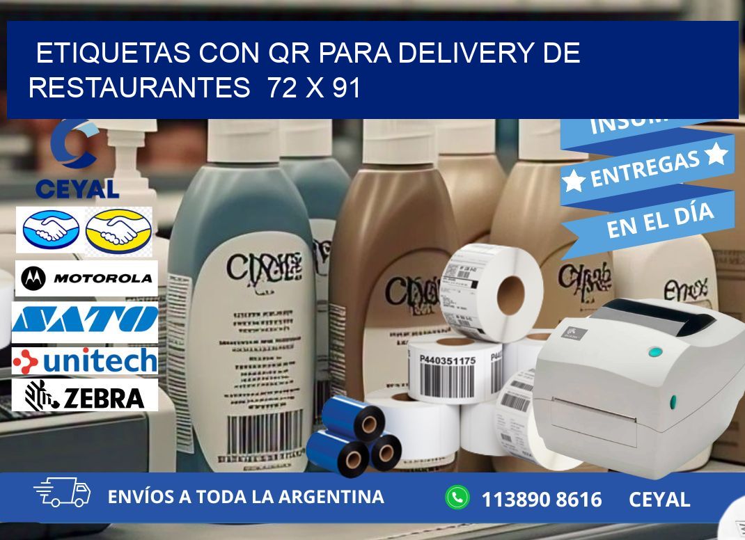 ETIQUETAS CON QR PARA DELIVERY DE RESTAURANTES  72 x 91