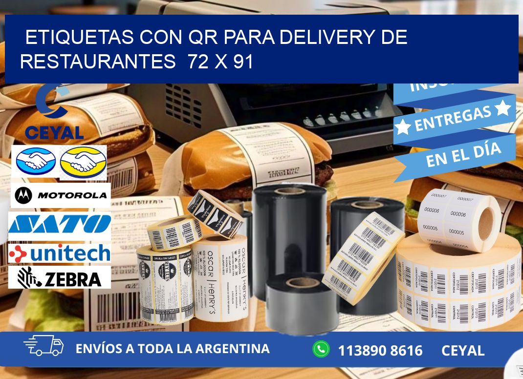 ETIQUETAS CON QR PARA DELIVERY DE RESTAURANTES  72 x 91