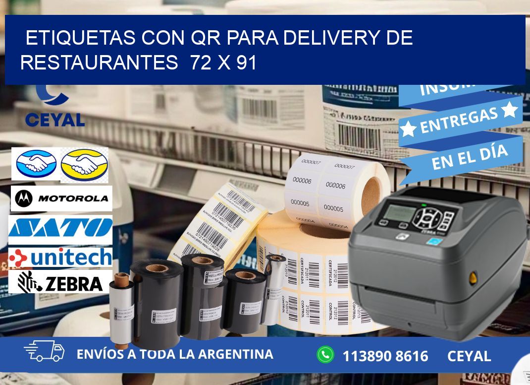 ETIQUETAS CON QR PARA DELIVERY DE RESTAURANTES  72 x 91