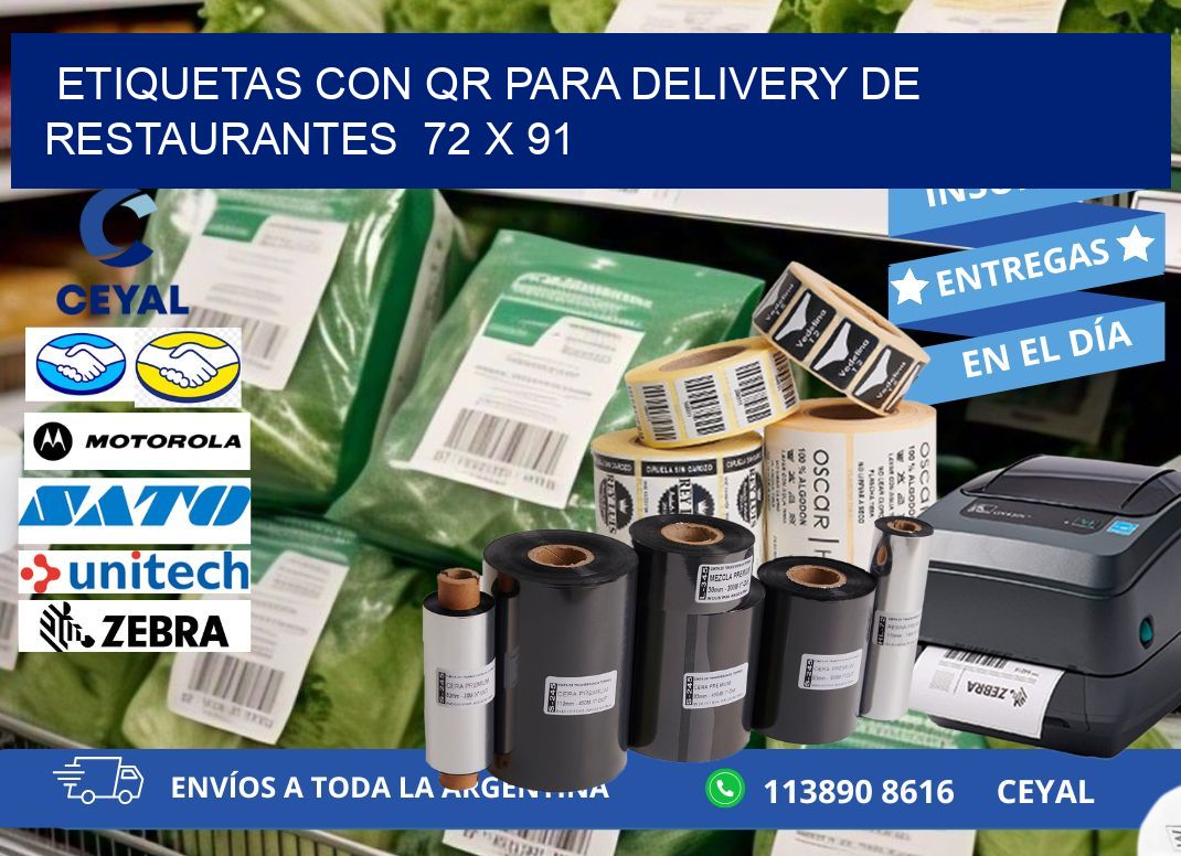 ETIQUETAS CON QR PARA DELIVERY DE RESTAURANTES  72 x 91