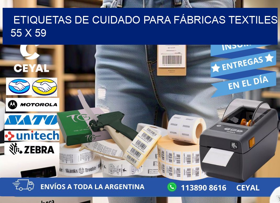 ETIQUETAS DE CUIDADO PARA FÁBRICAS TEXTILES 55 x 59