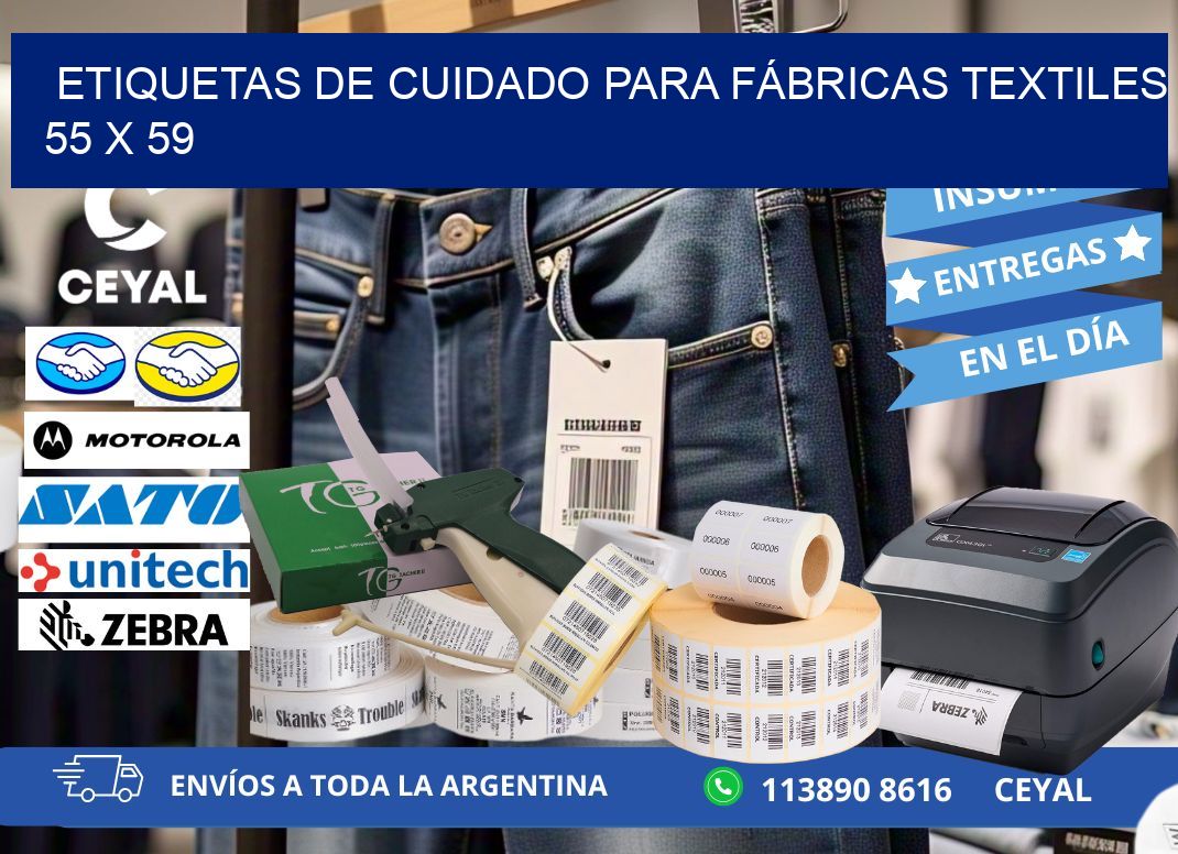 ETIQUETAS DE CUIDADO PARA FÁBRICAS TEXTILES 55 x 59